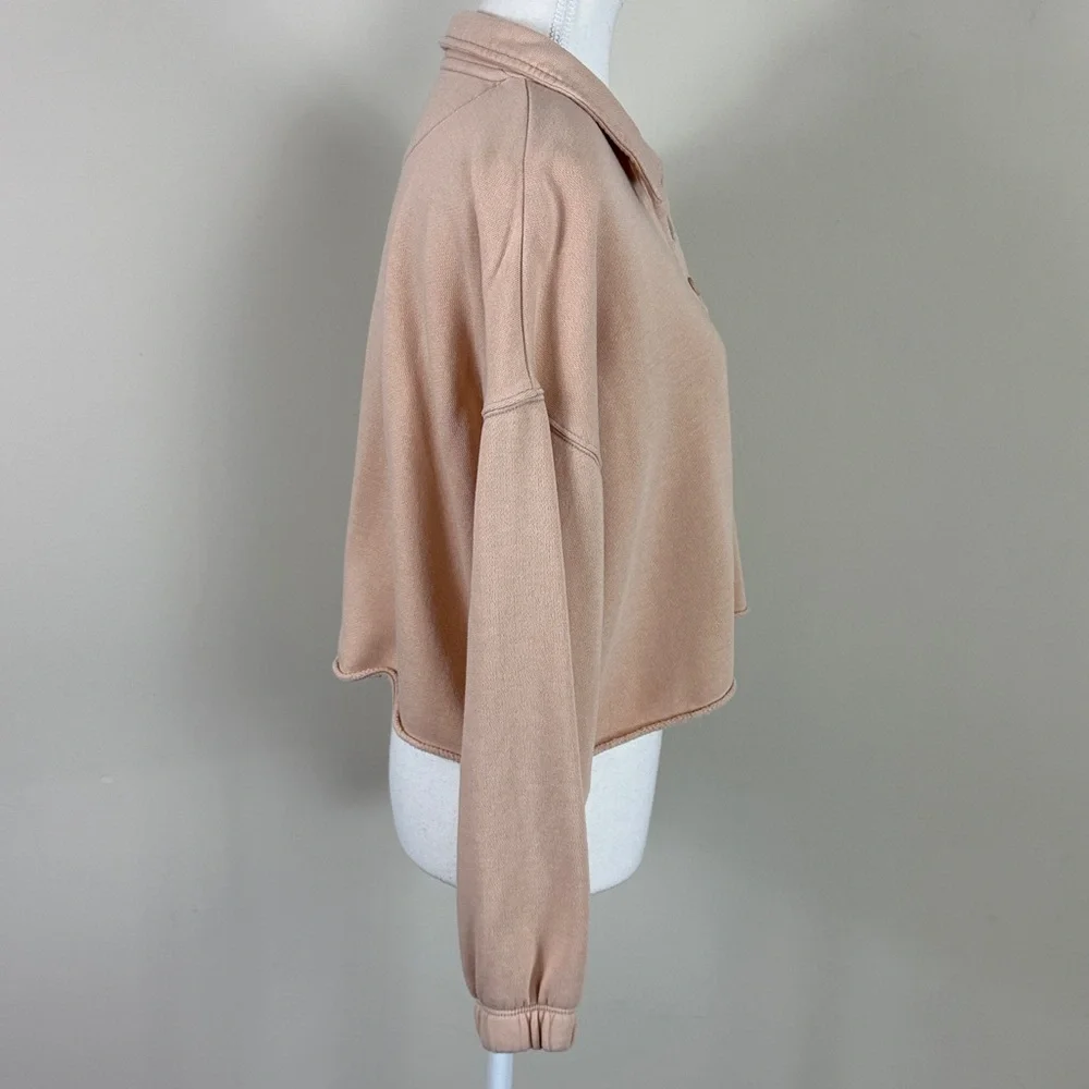 Aerie Cropped Polo Sweater in Peachy Tan Oversized‎ Loungewear XS